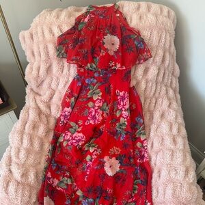 Eliza J Vibrant Red Floral Dress